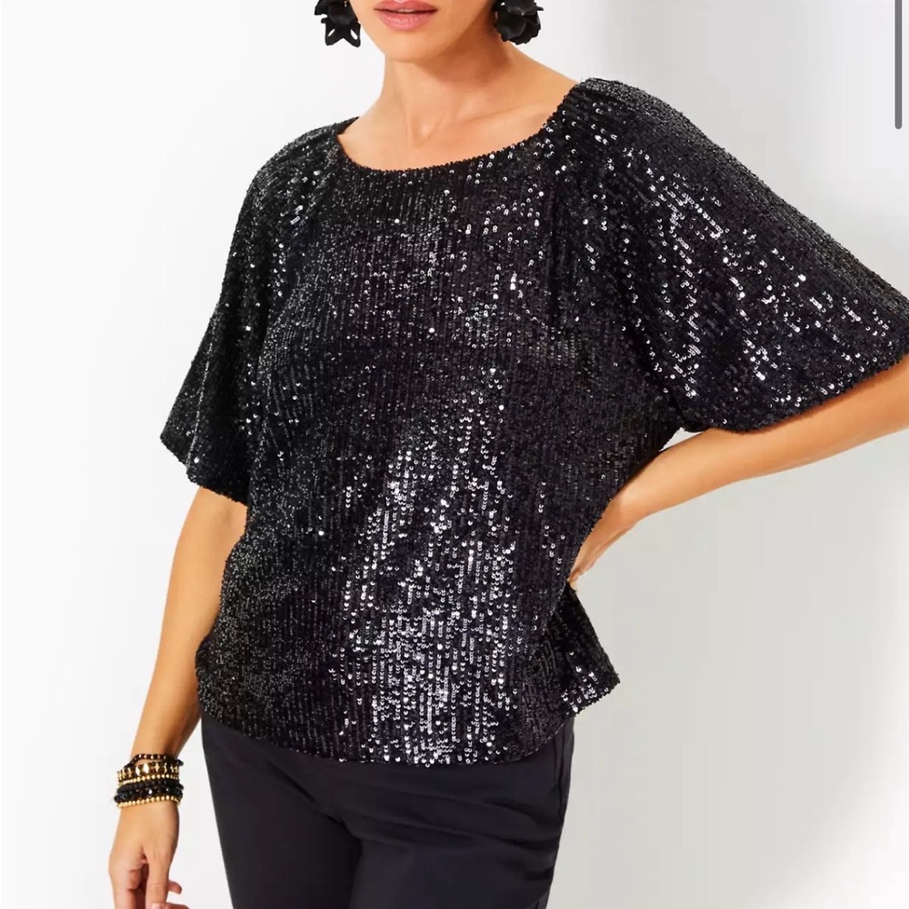 Lilly Pulitzer Cressida Sequin Knit Top Size Small NWT